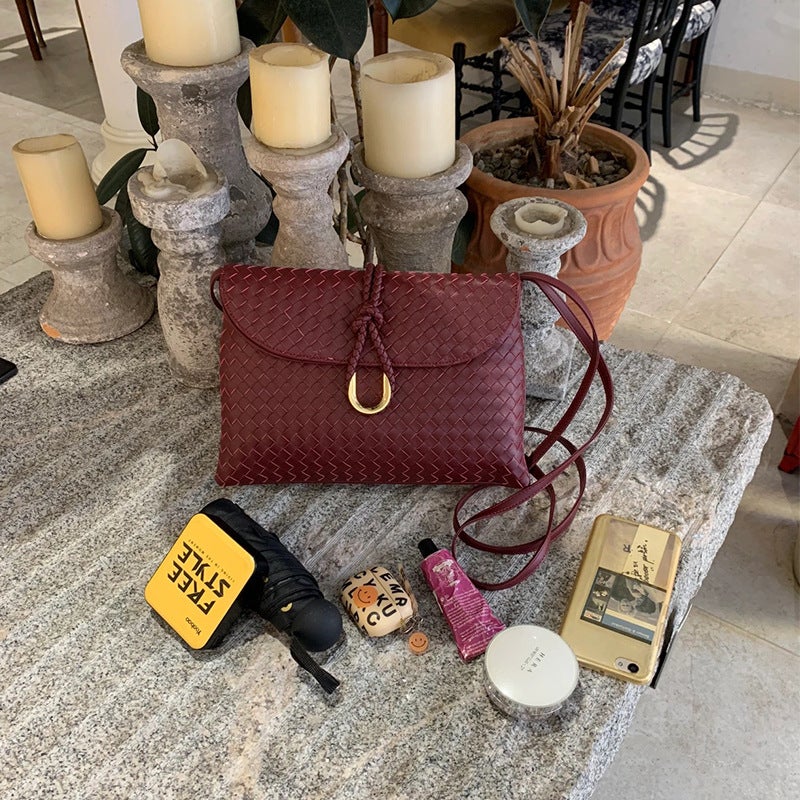 Carefully Selected Liberta Hand-Woven Envelope Bag, Clutch Bag, Large-Capacity Shoulder Crossbody Bag, Evening Flap Bag - Image 5