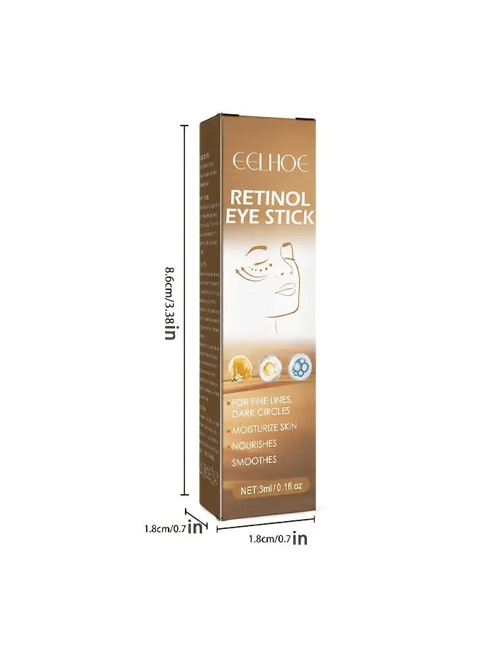 3ml Intensive Revitalizing Retinol Eye Cream Stick - Hydrates, Firms, and Smooths Fine Lines for Radiant, Youthful-Looking Eyes - Hypoallergenic, Collagen-Boosting, and Hyaluronic Acid-Infused for All Skin Types