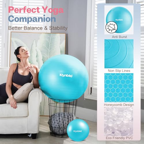 kisnbld Exercise Ball, Extra Thick Yoga Ball for Workout Pregnancy Stability, 4 Sizes Anti-Burst Balance Ball with Foot Pump - Heavy Duty Fitness Ball Chair for Office, Home & Gym - Image 4