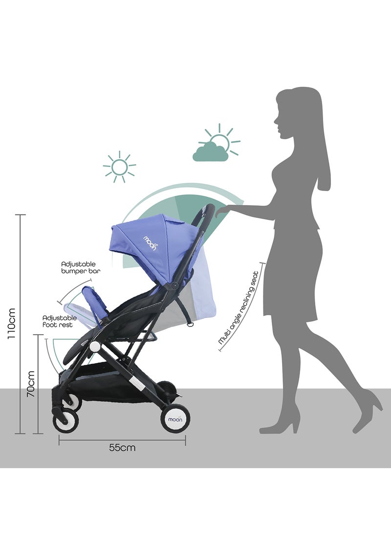 Moon Compact Stroller – Fold, Cabin-Approved, Air Travel Friendly, Lightweight, Easy Carry, for 0–3Y (0–18kg) – Cyan Blue - Image 4