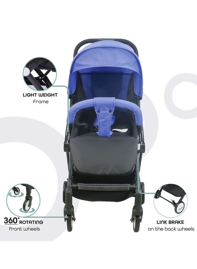 Moon Compact Stroller – Fold, Cabin-Approved, Air Travel Friendly, Lightweight, Easy Carry, for 0–3Y (0–18kg) – Cyan Blue - Image 3