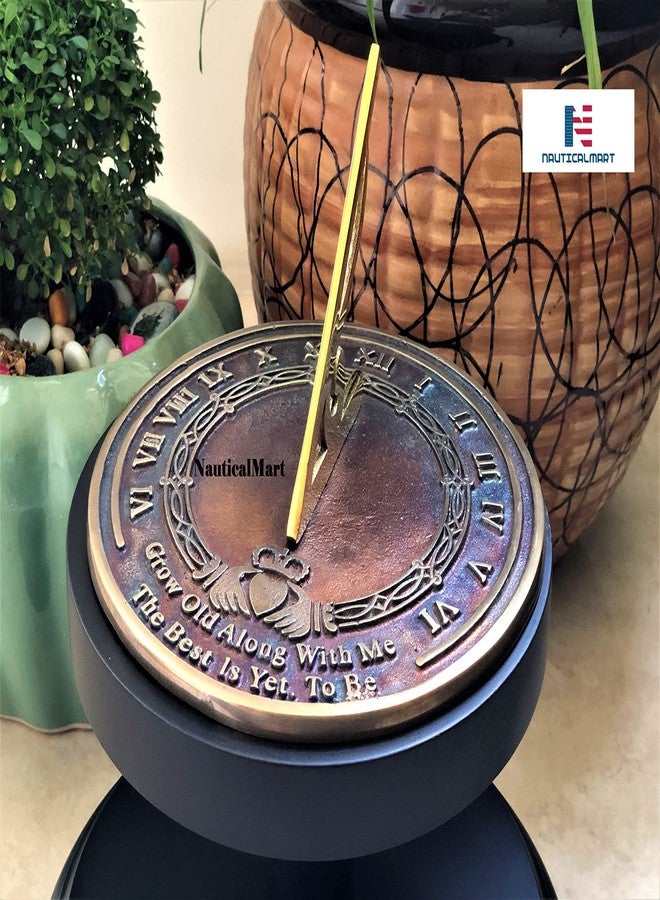 نوتيكال مارت ساعة شمسية للحديقة من نوتيكال مارت، "كبر معي - الأفضل لم يأتِ بعد" (نحاس عتيق)، فكرة هدية زفاف فريدة للآباء والأجداد والأصدقاء والأزواج، هدية ذكرى زواج مميزة - Image 2