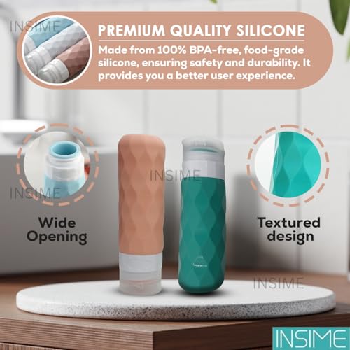 INSIME Silicone travel bottles for toiletries | Refillable travel containers for toiletries makeup shampoo container | Leak Proof Travel Size Toiletry bottles for travelling | Travel essentials kit - Image 2