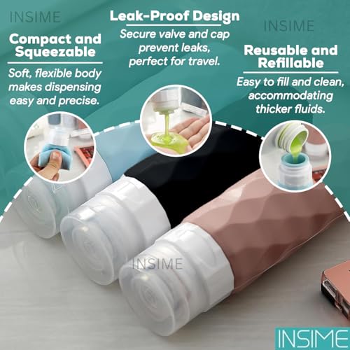 INSIME Silicone travel bottles for toiletries | Refillable travel containers for toiletries makeup shampoo container | Leak Proof Travel Size Toiletry bottles for travelling | Travel essentials kit - Image 4