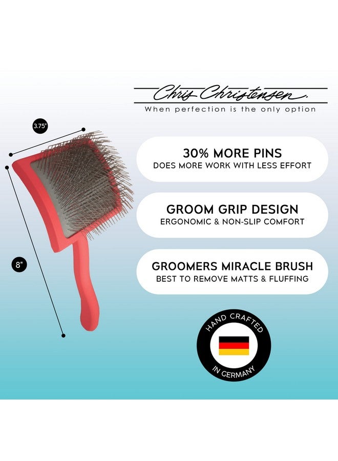 Chris Christensen Big G Dog Slicker Brush For Dogs (Goldendoodles, Labradoodles, Poodles), Groom Like A Professional, Fluff Detangle Style, Saves Time Energy, Coral, Large - Image 2