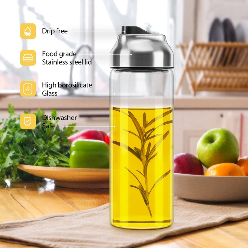 Aelga Olive Oil Dispenser - 14 OZ Glass Oil and Vinegar Dispenser Bottles Set for Kitchen No Drip-Set of 2 - Image 4