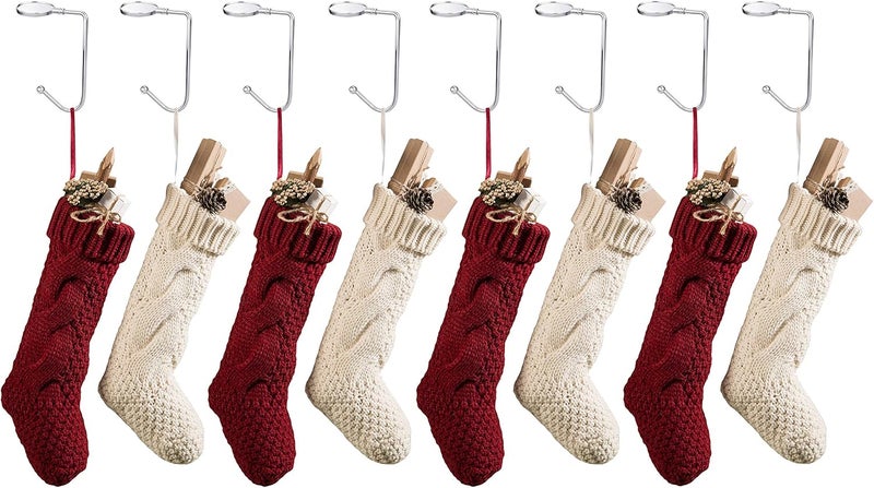 Komotu Christmas Stocking Holder for Mantle - 8 Pack Non-Slip Stocking Mantel Holders Hooks Hanger for Christmas Xmas Fireplace and Party Decoration (Silver) - Image 3
