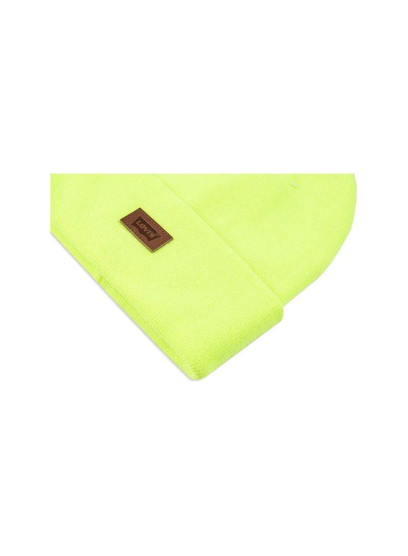 Levi's Levi's Classic Warm Winter Knit Beanie Hat Cap Fleece Lined for Men and Women Beanie Hat, Neon Yellow Solid, One Size  - Image 4
