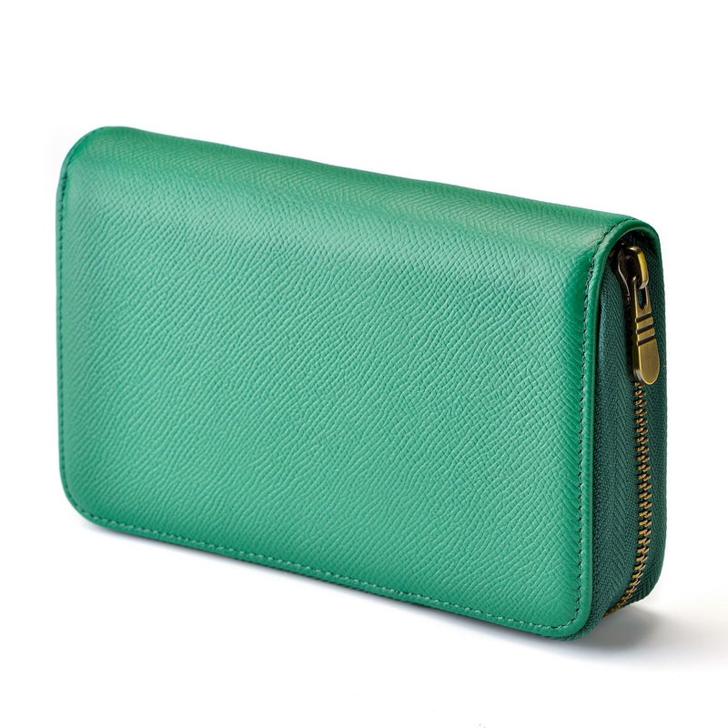 Asvine Fountain Pen Case Genuine Leather Pen Case 10 Divided Slots Army Green, Rollerball Pen Holder Handmade Display Organizer Zippered Pouch - Image 5