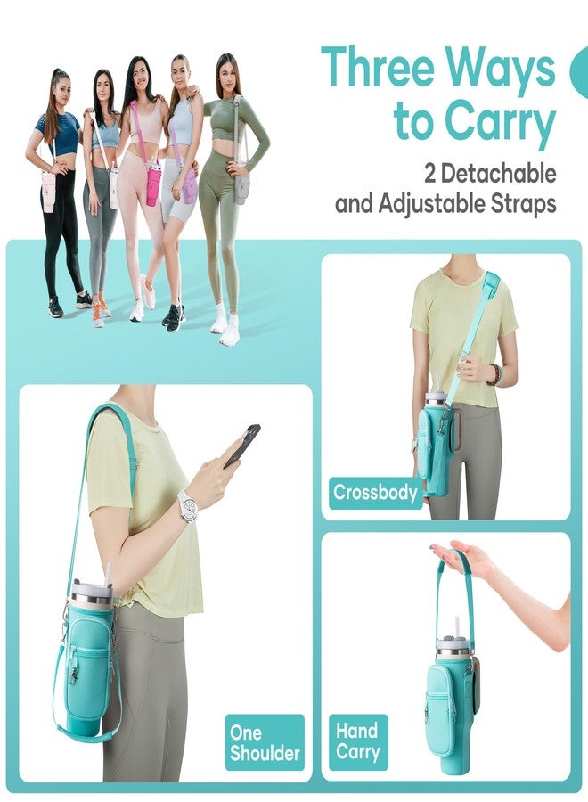 linmaya Water Bottle Carrier Bag with Phone Pocket for Stanley Cup 40/30oz,Insulated Neoprene Water Bottle Holder Cross-boday Bag with Adjustable Shoulder & Handheld Strap Stanley Cup Accessories - Image 2