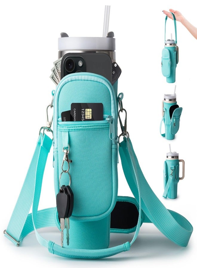 linmaya Water Bottle Carrier Bag with Phone Pocket for Stanley Cup 40/30oz,Insulated Neoprene Water Bottle Holder Cross-boday Bag with Adjustable Shoulder & Handheld Strap Stanley Cup Accessories - Image 1
