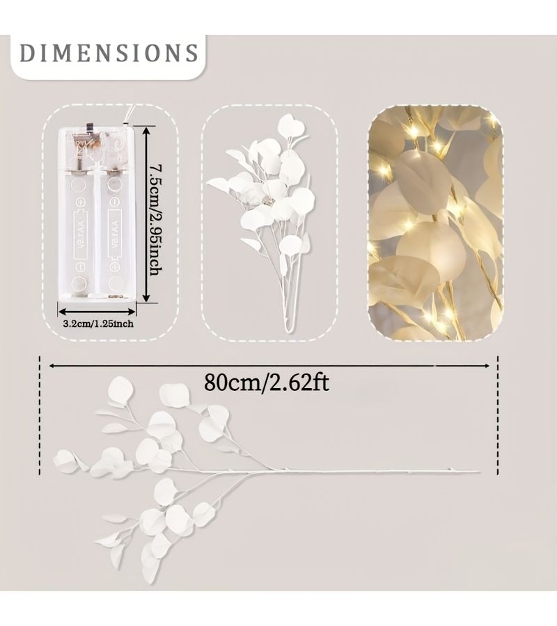 White Apple Leaf LED String Lights 20pcs Warm Multi Scene Decor - Image 2