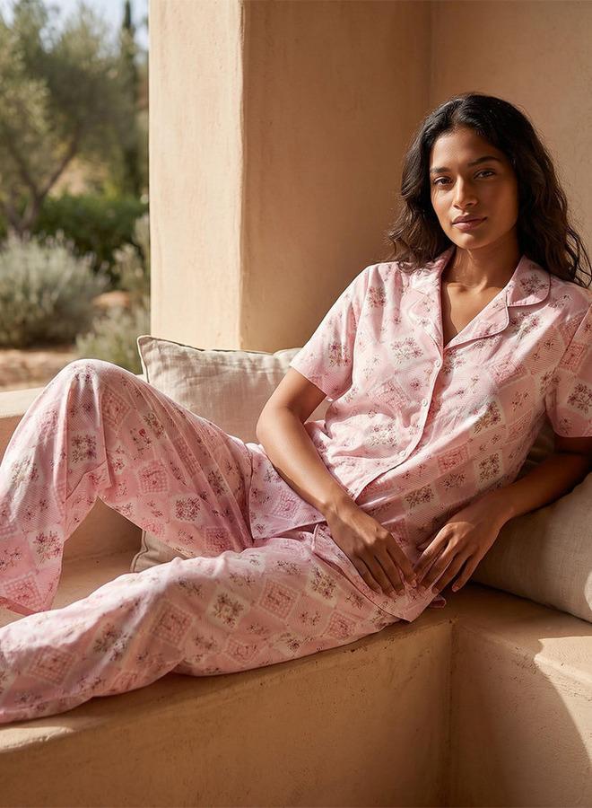 Splash FAV Pyjama Set Button-Down Shirt & Trousers Viscose - Image 2