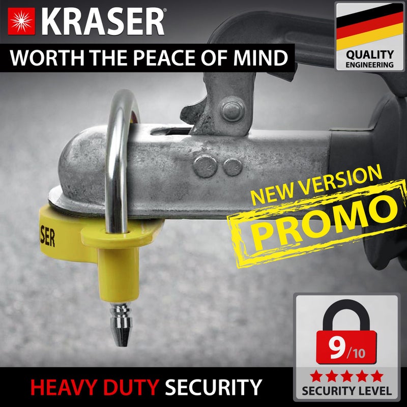 KRASER KR815 Anti-theft Caravan Trailer Lock, Universal, Maximum Visibility, Tow Hook Locking, Resistant, Hitch Bar Ball, Couplers Security Lock, Adjustable - Image 2