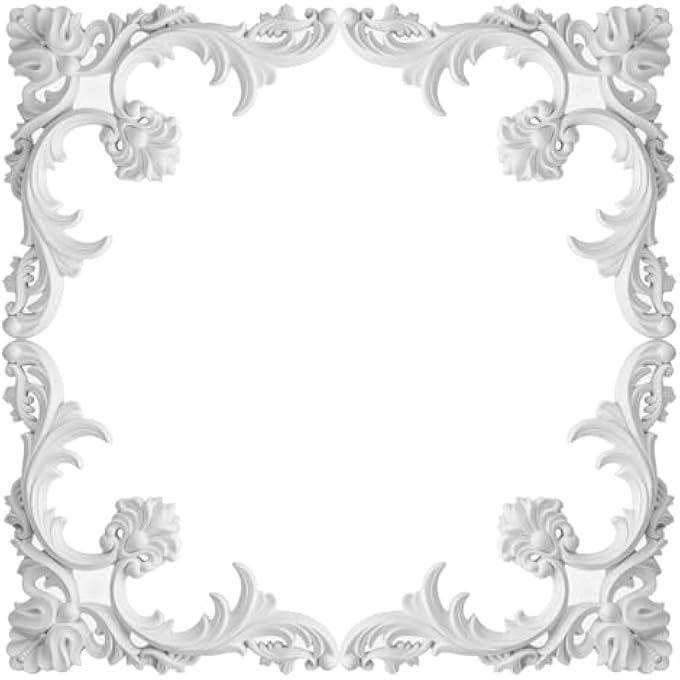 4 PCS PU CORNER MEDALLIONS FOR WALL AND CEILING DECORATION, FRENCH STYLE ACCENT WALL KIT, EASY INSTALL, WHITE (13.4X13.4IN) - Image 1