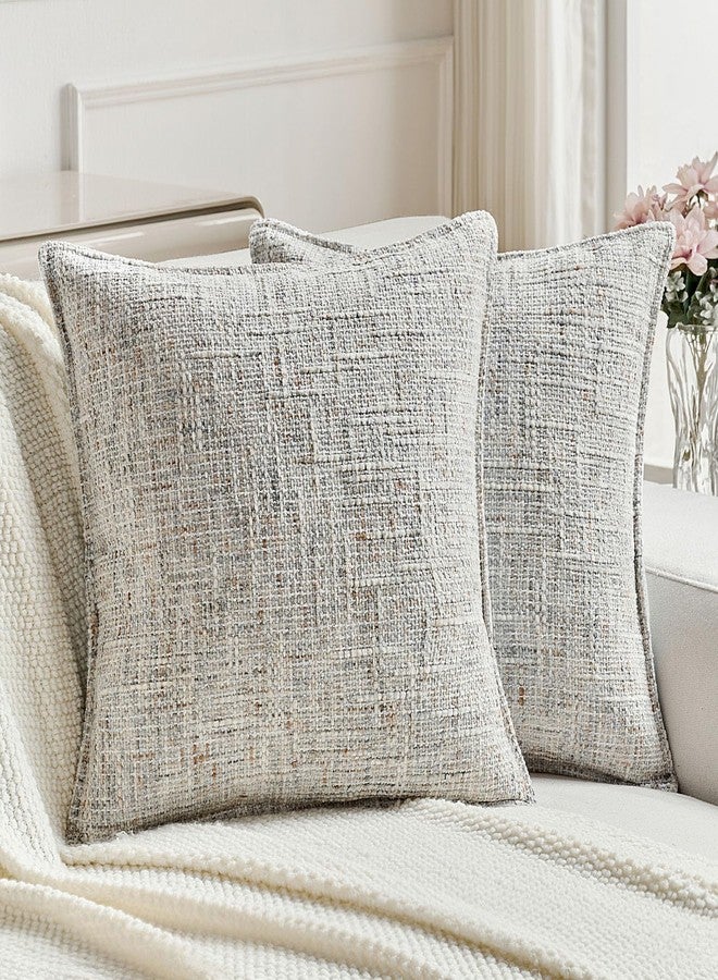 FUTEI Grey Decorative Throw Pillow Covers 18x18 Inch Set of 2,Soft Chenille Tweed Textured Cushion Case,Modern Home Decor for Couch Bed Living Room - Image 1
