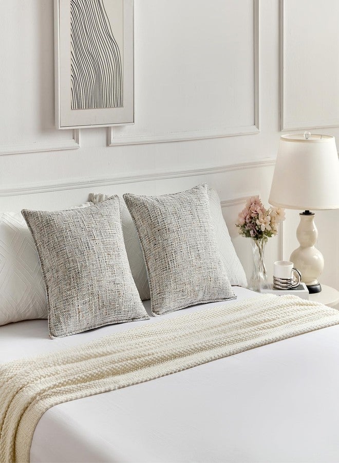 FUTEI Grey Decorative Throw Pillow Covers 18x18 Inch Set of 2,Soft Chenille Tweed Textured Cushion Case,Modern Home Decor for Couch Bed Living Room - Image 5
