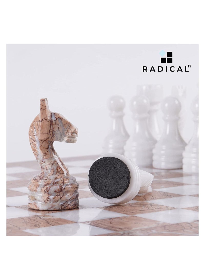 RADICALn Marble Chess Set 15 Inches Marinara & White Handmade Chess Game Sets for Adults - Board Game 2 Player - 1 Chess Board & 32 Chess Pieces - Image 5