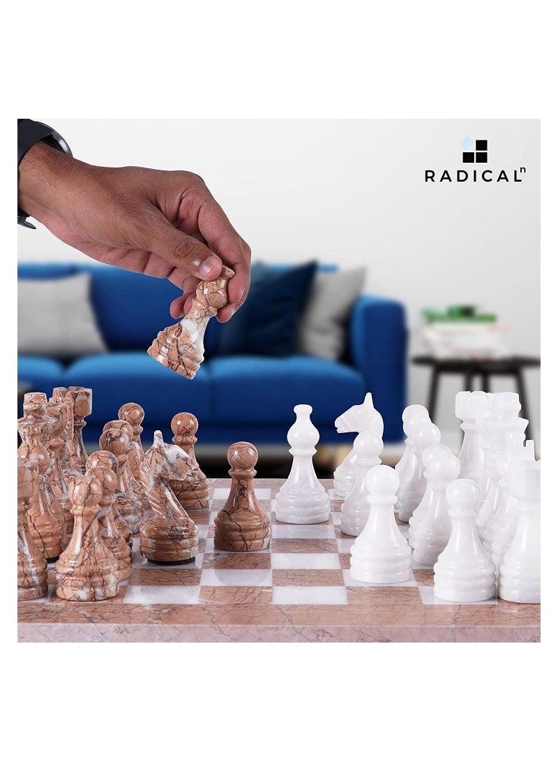 RADICALn Marble Chess Set 15 Inches Marinara & White Handmade Chess Game Sets for Adults - Board Game 2 Player - 1 Chess Board & 32 Chess Pieces - Image 3