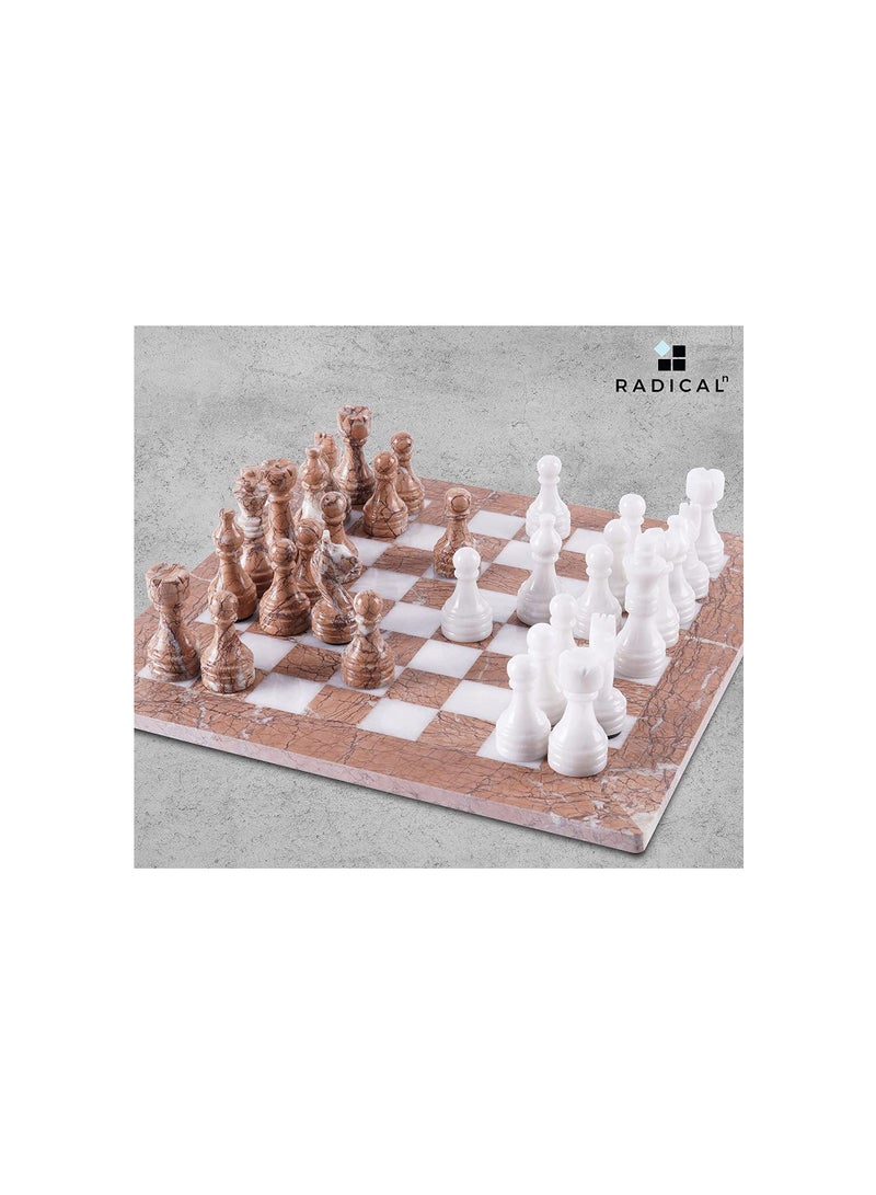 RADICALn Marble Chess Set 15 Inches Marinara & White Handmade Chess Game Sets for Adults - Board Game 2 Player - 1 Chess Board & 32 Chess Pieces - Image 2