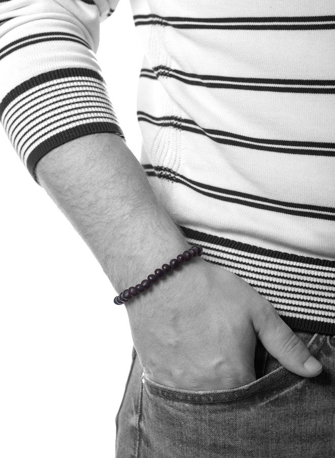 AMBERAGE Natural Baltic Amber Bracelet for Adults (Women/Men) - Hand made From Raw-Unpolished/Certified Baltic Amber Beads(6 Colors) (8, Raw-Unpolished Dark Cherry) - Image 3