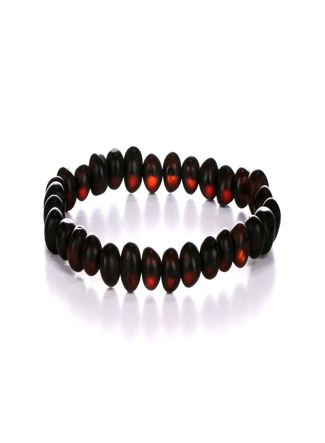 AMBERAGE Natural Baltic Amber Bracelet for Adults (Women/Men) - Hand made From Raw-Unpolished/Certified Baltic Amber Beads(6 Colors) (8, Raw-Unpolished Dark Cherry) - Image 1