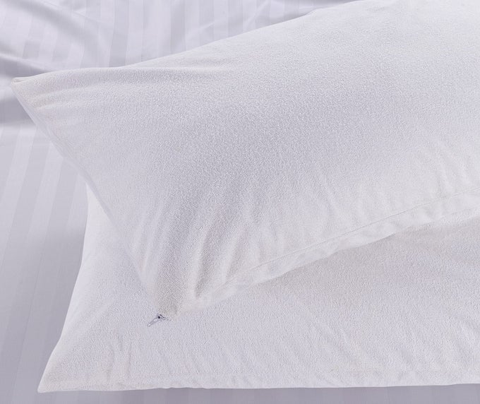 TERRY WATERPROOF PILLOW PROTECTORS 4 PACK ULTRASOFT BREATHABLE ANTI ALLERGY PILLOW CASES UK STANDARD 48X74 CM