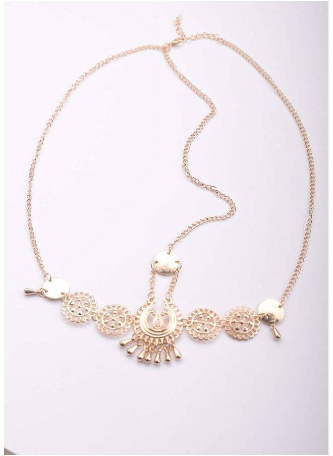 Missgrace - HMetal Chain Jewelry Headband Head Hair Band Tassels Pearl - Image 1