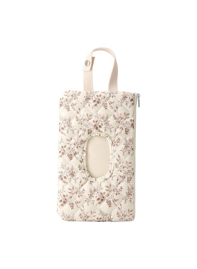 BBIQI Quilted Baby Wipe Holder Floral Diaper Pouch Portable Quilted Wipes Bag for Car, Stroller - Image 1