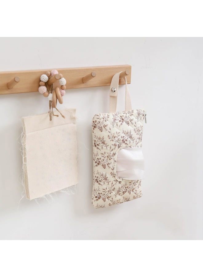 BBIQI Quilted Baby Wipe Holder Floral Diaper Pouch Portable Quilted Wipes Bag for Car, Stroller - Image 5