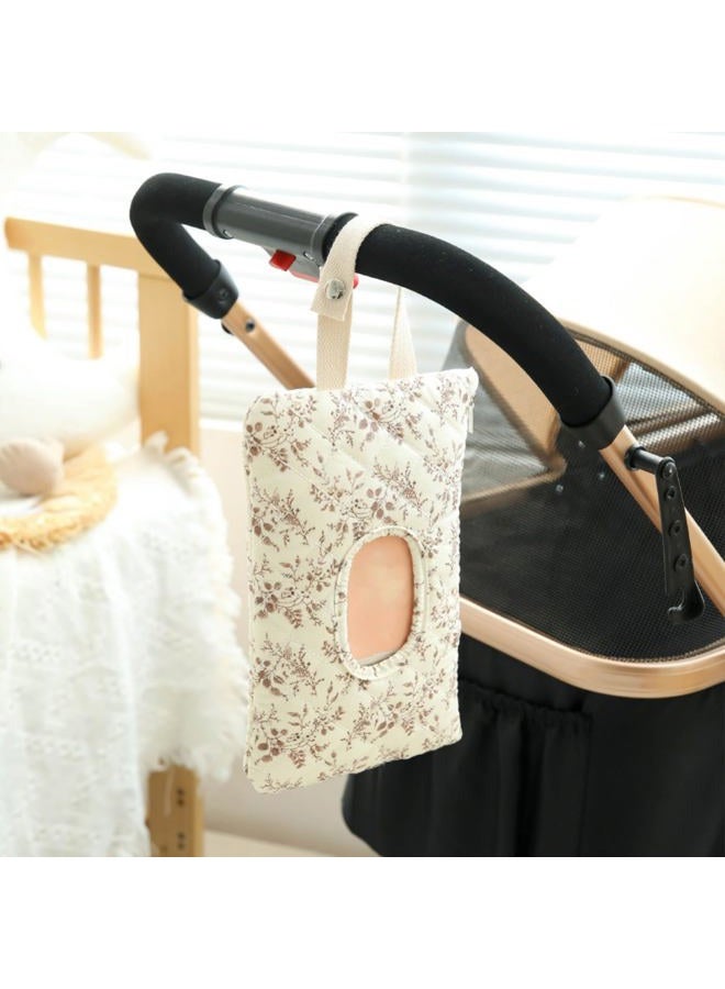 BBIQI Quilted Baby Wipe Holder Floral Diaper Pouch Portable Quilted Wipes Bag for Car, Stroller - Image 2