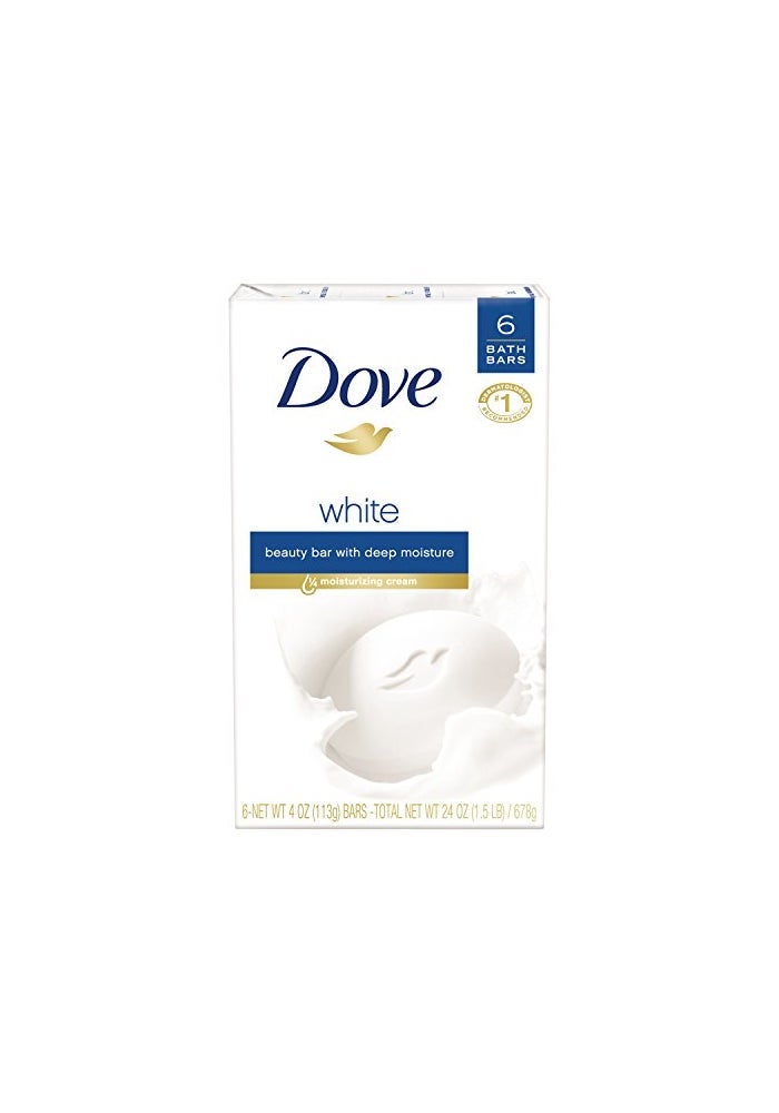 Dove Beauty Bar, White 4 oz, 6 Bar, Blue, Unscented, 24 Oz - Image 2