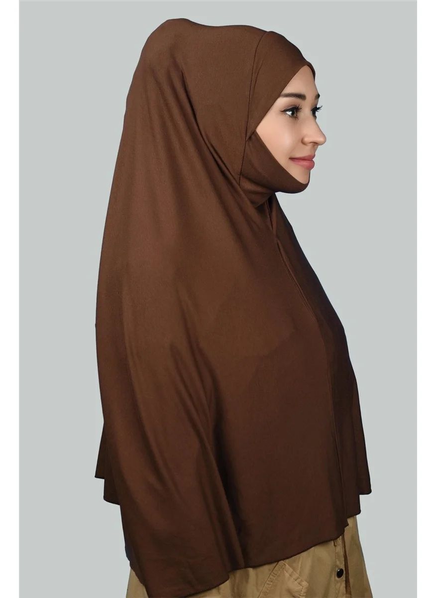 Altobeh Ready-made Turban Practical Scarf with Veil Hijab with Nikap - Prayer Cover Soufflé (3Xl) - Chocolate