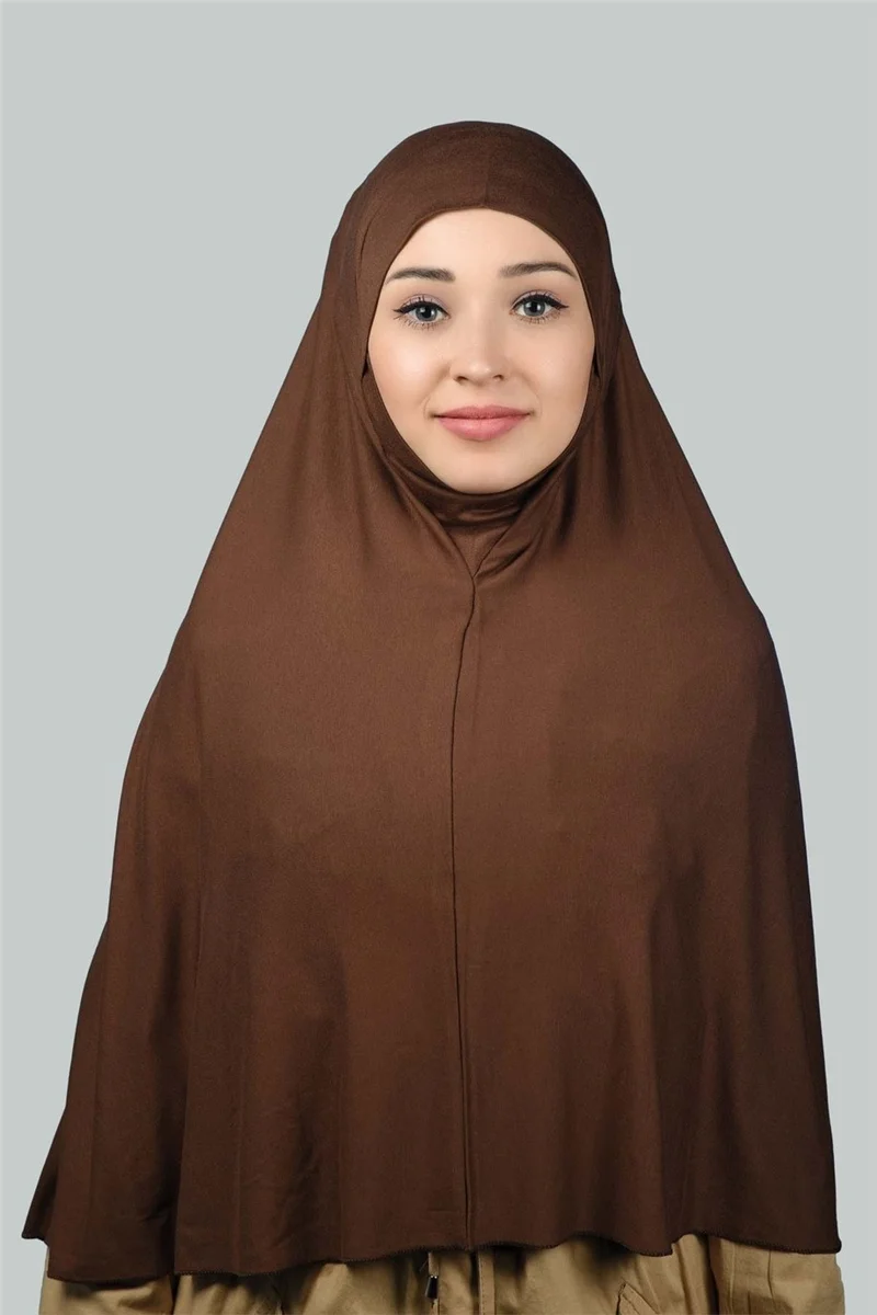 التوبة Ready-made Turban Practical Scarf with Veil Hijab with Nikap - Prayer Cover Soufflé (3Xl) - Chocolate