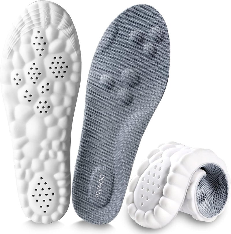SILENCIO Memory Foam Shoe Insole, Shock Absorption Sports Inserts Anti-Slip Cropable Insoles Arch Support Orthotic Insoles Soft Elastic Insoles for Men Women (EU 40-45) - Image 1