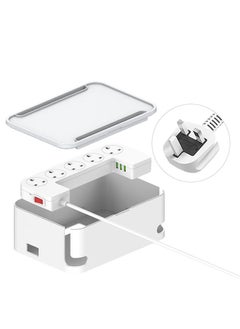 صندوق تمديد الطاقة وإدارة الكابلات 2 في 1 ، 5 منافذ عالمية ، 3 شرائط طاقة لكابل USB بطول 2 متر ، حقيبة تنظيمية أنيقة لحماية الأطفال الأليفة وسطح مكتب أنيق