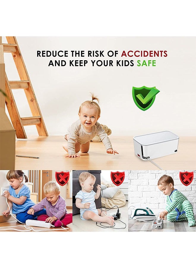 عربست - صندوق تمديد الطاقة وإدارة الكابلات 2 في 1 ، 5 منافذ عالمية ، 3 شرائط طاقة لكابل USB بطول 2 متر ، حقيبة تنظيمية أنيقة لحماية الأطفال الأليفة وسطح مكتب أنيق - Image 1