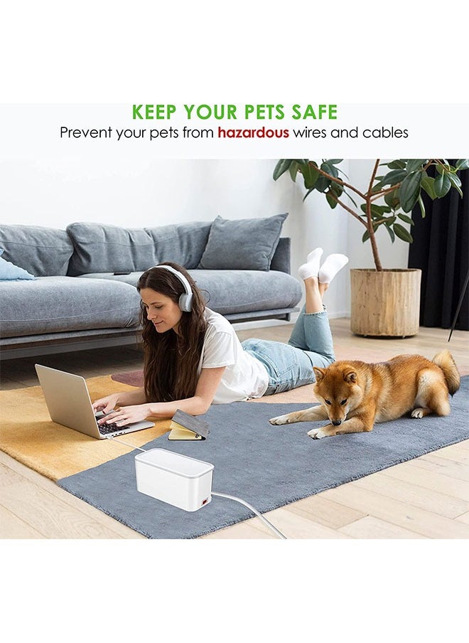 عربست - صندوق تمديد الطاقة وإدارة الكابلات 2 في 1 ، 5 منافذ عالمية ، 3 شرائط طاقة لكابل USB بطول 2 متر ، حقيبة تنظيمية أنيقة لحماية الأطفال الأليفة وسطح مكتب أنيق - Image 1