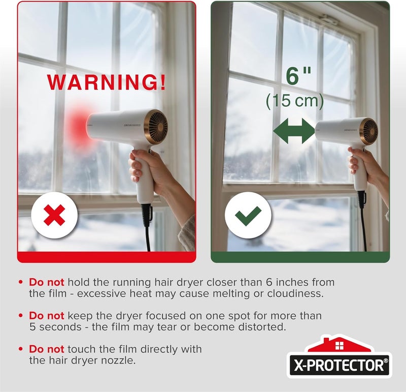 X-Protector Window Insulation for Winter - 9 Pack 42in x 62in - Clear Window Insulation Kit - Perfect Sealer from Cold - Plastic Thermal Cover to Keep The Home Warm! - Image 5