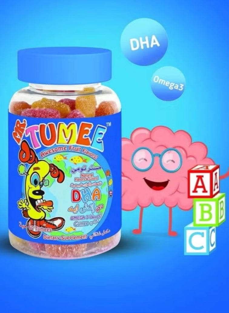 MR.TUMEE DHA Omega 3 Lemon, Orange and Strawberry Gelatin-Free Chewable Tablets, Chewable Dietary Supplement, Natural Flavors and Colors 60 Pieces of Vitamins Candy - Image 2