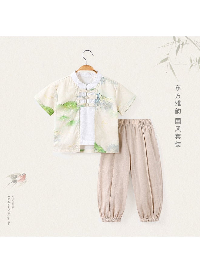 Children's Clothing Boys Baby Summer And Autumn Tang Suit First Birthday Outfit Children's Hanfu Mid-autumn Festival Performance - Image 3