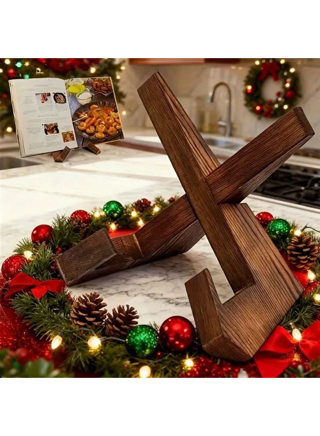 Vintage Handmade Wood Recipe Holder for Kitchen Decor Fits Family Menus Perfect Gift - Image 1