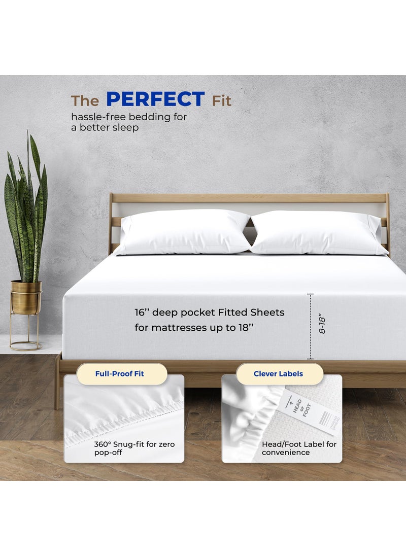 THREAD SPREAD 1000 Thread Count 100% Cotton Fitted Sheet  White Twin XL Fitted Sheet  Long - Staple Combed Pure Natural Cotton Sheet  Soft & Silky Sateen Weave  - Image 5