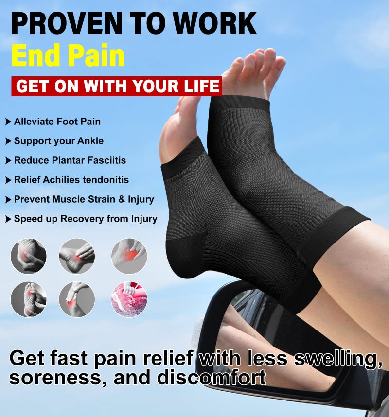 KEKING® Ankle Brace Compression Support Sleeve for Women & Men, Medical Ankle Compression Socks for Plantar Fasciitis, Foot & Ankle Swelling, Achilles Tendon Support, Arch Support, 1 Pair of Beige L - Image 4