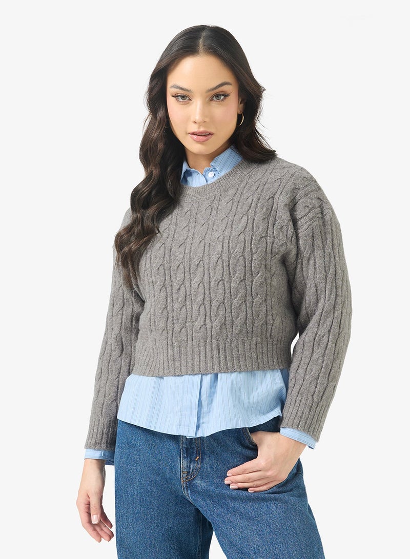Ginger Chunky Cable Knit Sweater - Image 1