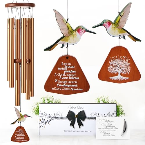 Captain Decor 32 Inch Hummingbird Memorial Wind Chimes Outdoor, Sympathy Gifts for Loss of Loved One, Memorial Gifts for Loss of Mom, Sympathy Wind Chimes for Mother, Father, Brother, Sister - Image 1