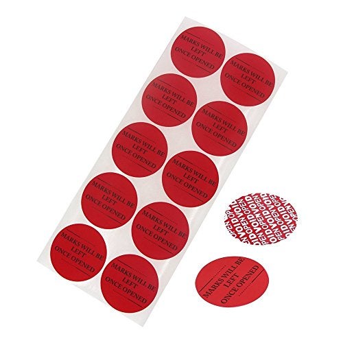 Solitary Walker 100Pcs Tamper Evident Security Labels Diameter 2 inch Rounds Red Complete Transfer Tamper Proof Stickers Safety Torn up Invalid Seals Tape - Image 1