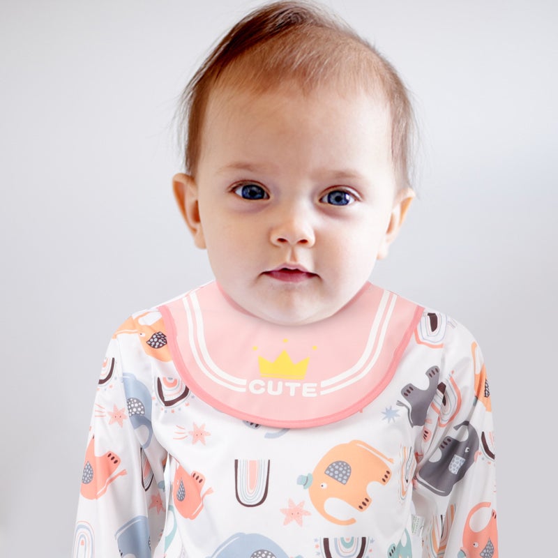 🧸 طقم مريولات أطفال بأكمام طويلة لحماية الملابس وتنظيف الطفل بألوان متنوعة - Image 4