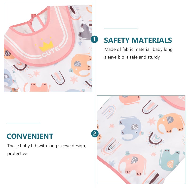 🧸 طقم مريولات أطفال بأكمام طويلة لحماية الملابس وتنظيف الطفل بألوان متنوعة - Image 5