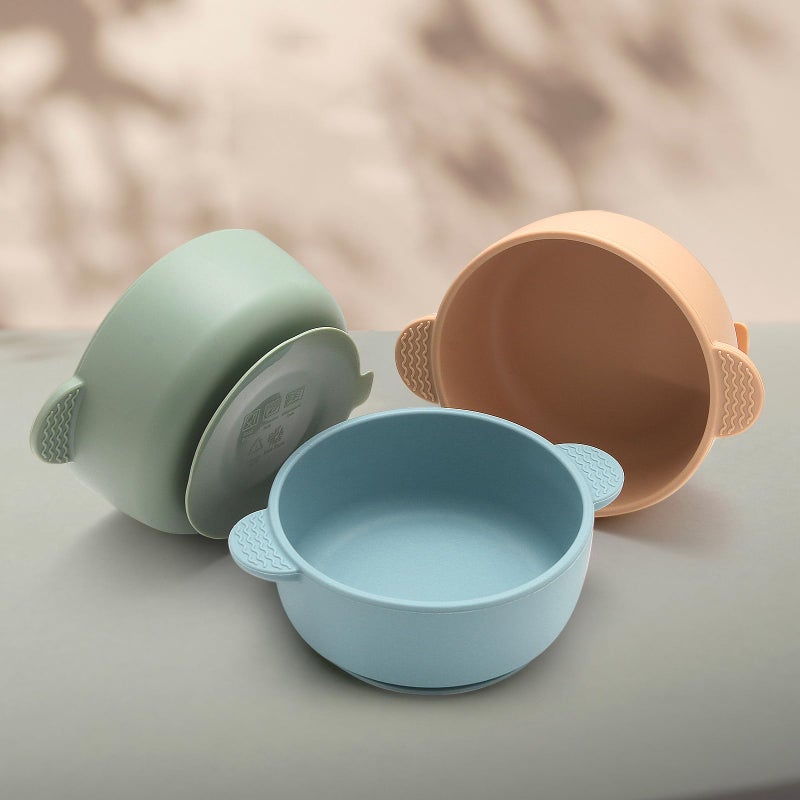 Eascrozn Baby Bowls with Suction, 3 Pack Baby Led Weaning Supplies, Soft Silicone Food Bowl for Babies Kids Toddlers, BPA Free, Microwave and Dishwasher Safe, Multicolor - Image 2